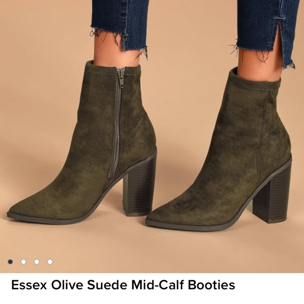 Essex Olive Suede Midi Calf Boot